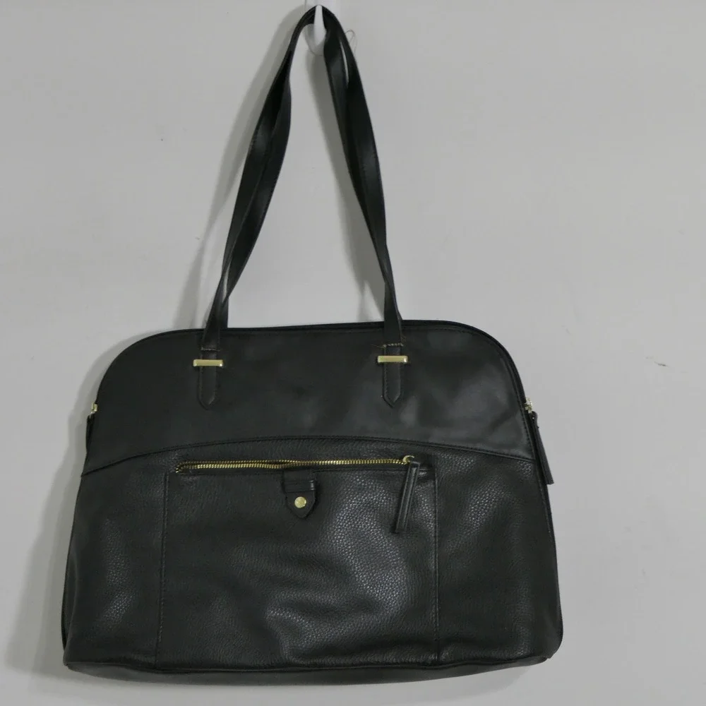Womens Laptop Tote Bag L Black Professional Work Travel Functional Minimalist